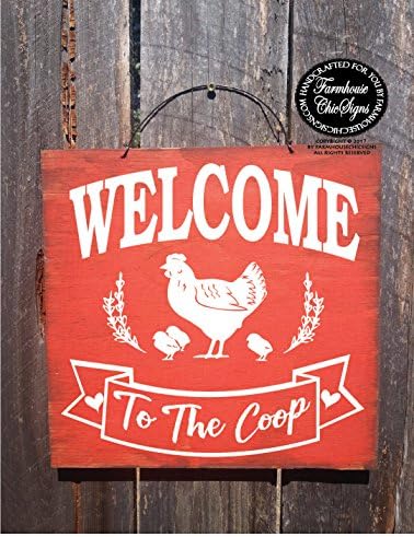 Queen54ferna Chicken Signs,Welcome To The Coop Chicken Coop Sign, Welcome Sign, Front Door Signs,Chicken Decor, Front Porch Decor