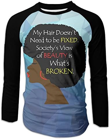 MenĂ¢â‚¬s African Woman Word Art Natural Hair Raglan Baseball T-Shirts 3/4 Sleeve Baseball Tees M