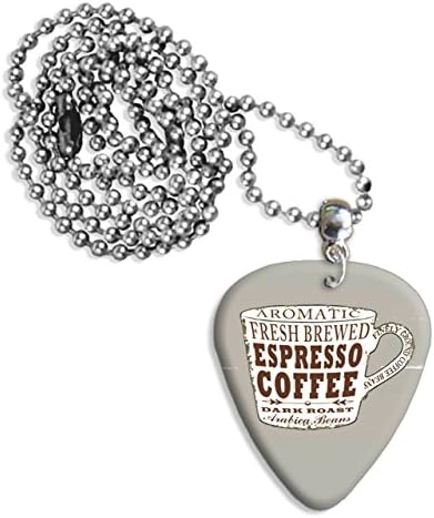 Espresso Coffee Cup Martin Wiscombe Guitar Pick Necklace Vintage Retro