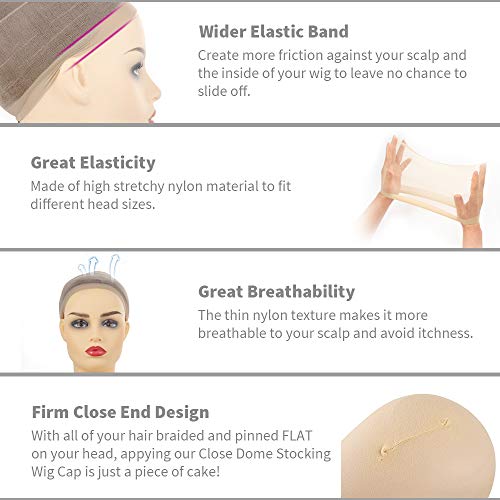 image for 6 Pack Dreamlover Nude Mesh Net Open End Wig Caps and Stocking Wig Cap