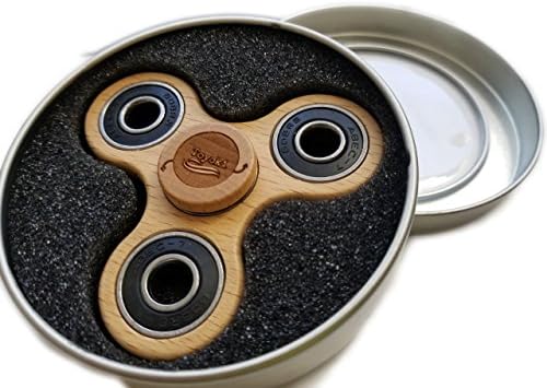 Toyoki Exotic Natural Real Wood Tri Shaped Fidget Spinner In Luxury Metal Gift Box Smooth Edges High Speed Anxiety Relief Stress Support Fidget Relaxation Toy (Pure Maple)