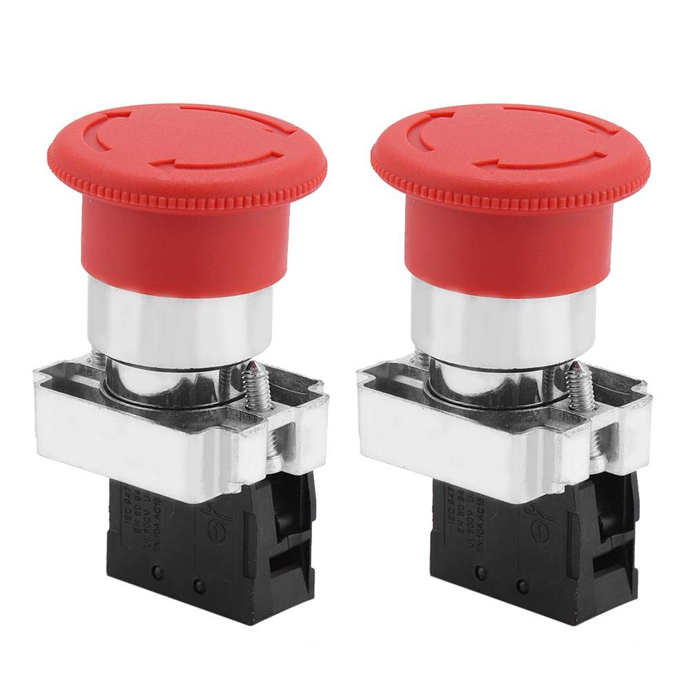 2PCS Red Sign Emergency Stop Switch Button Stop Micro Switch 22MM