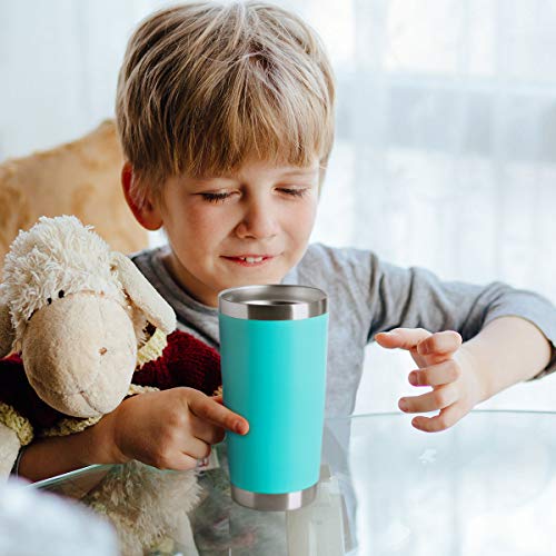 HASLE OUTFITTERS 20oz Tumblers Bulk Stainless Steel Cup with Lid Double Wall Vacuum Insulated Coffee Mug for Cold & Hot Drinks 8 Pack, Light Blue - Thumbnail 7