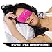DREAM MAKER® Sleep Mask ( Ultra Soft PINK Sleeping Mask - Anti-Aging ) Eye Mask comfortable and Contoured Eyemask Silk Blindfold with Ear Plugs Travel Pouch Best Eyeshade - Men Women Kids Girls