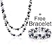 Sterling Silver 2-rows 6.5-7mm Dyed Multi-dark Freshwater Cultured Pearl Necklace and Bracelet Set