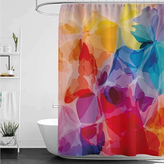 SLLART Shower Curtains See Through Floral,Vibrant Colors