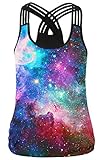 Jescakoo Women's Printed Crisscross Strap Back Casual Tank Tops