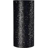 Pangda 6 Inch Tulle Spool Glitter Fabric Ribbon Roll Sparkle Mesh Ribbon, 25 Yards (Black)