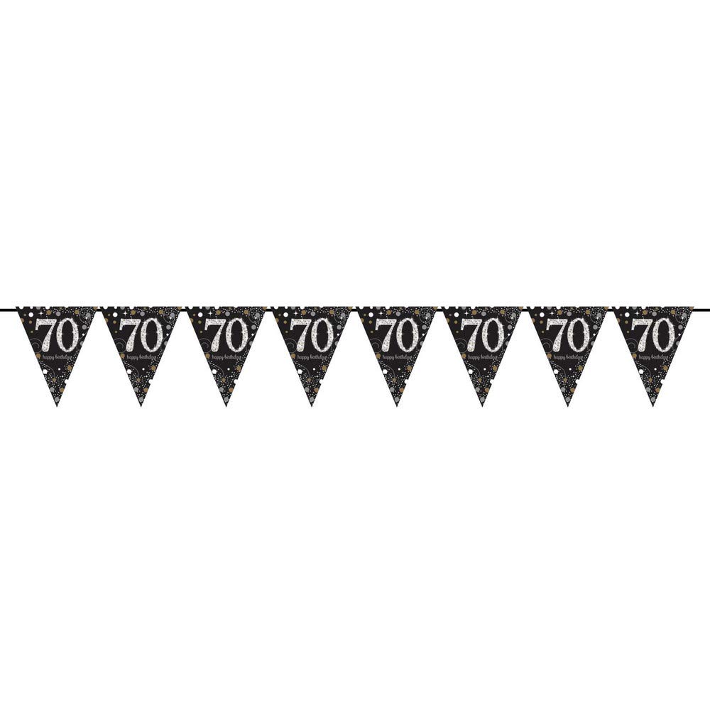 Amscan International 9901708 4 m x 20 cm Gold Celebration 70th Plastic Pennant Bunting