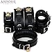 Real Cow Hide Belting Leather Padded Thigh, Wrist, Ankle Cuffs & Neck Collar 7 Pieces Set Restraints Lock-Able with Hog Tie