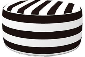 LVTXIII Inflatable Stool Ottoman Footrest with Handle, All Weather Footrest Seat, Indoor or Outdoor Pouf for Home Patio Garden and Camping Use, D31 xH14, Large Round, Cabana Black