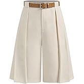 GORGLITTER Women's Pleated Dress Shorts Wide Leg Dressy 2026 High Waisted Office Work Business Belted Shorts with Belt