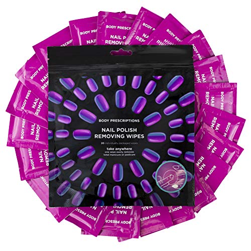 40 Nail Polish Remover Wipes - 2 pack (20 Count Each) of Nail Polish Remover Wipes Individually Wrapped by Body Prescriptions (Purple Packaging) - Thumbnail 7