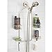 mDesign Modern Metal Hanging Bath and Shower Caddy Organizer for Hand Held Shower Head and Hose - Storage for Shampoo, Conditioner, Hand Soap - 4 Swivel Shelf Format - Satin