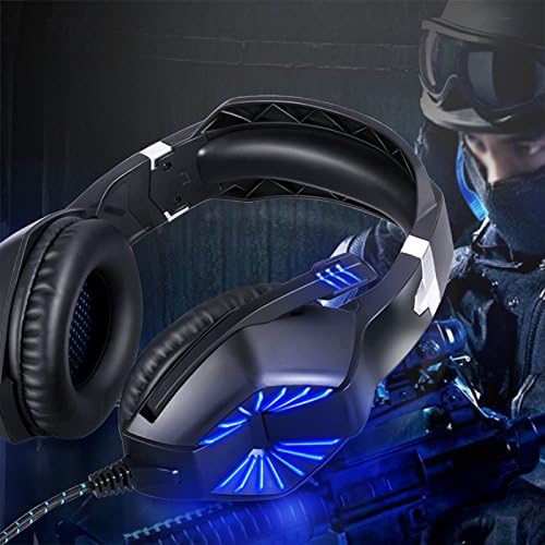 Stereo Gaming Headset for PS4, Xbox One, Nintendo Switch, PC- Noise Reduction Surround Bass Over Ear Headphones with Mic, LED Lights, Volume Control for Desktop, Laptop, Computer, Tablets, Smartphone