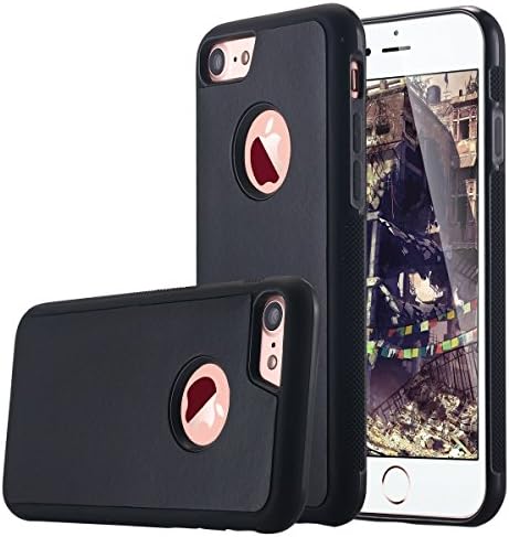 Accessory Crunch GOAT CASE/Anti-Gravity Selfie Case for iPhone 7, Nano Suction Stick to Glass, Tile, Car GPS, Most Smooth Surface - Black