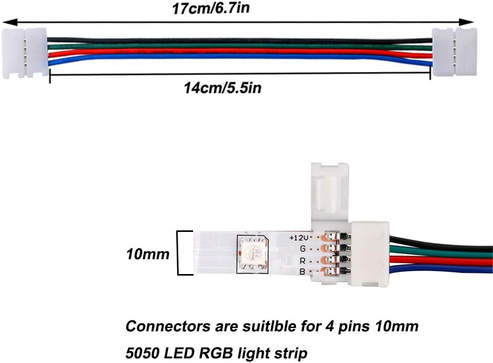 QitinDasen 12Pcs Professional LED Strip Jumper, Non-Waterproof Snap Down Connector, 10mm Solderless, 5050 RGB Compatible - Image 3