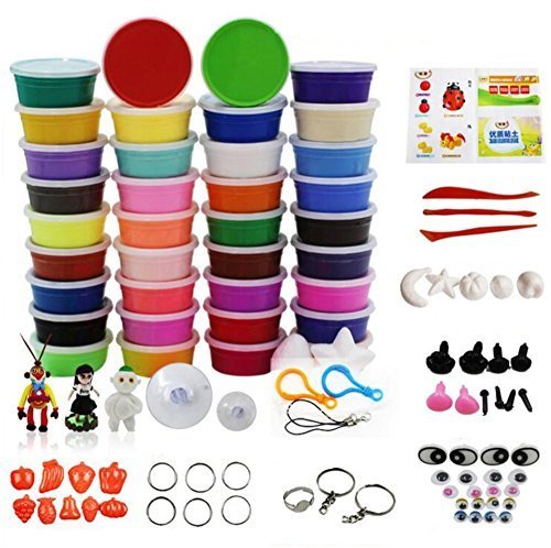 MCpinky 36 Colors Modeling Magic Clay Ultra-light Safety Plasticine DIY Air Dry Clay Set with Tools for Kids Present(0.65oz-0.7oz Per Color)