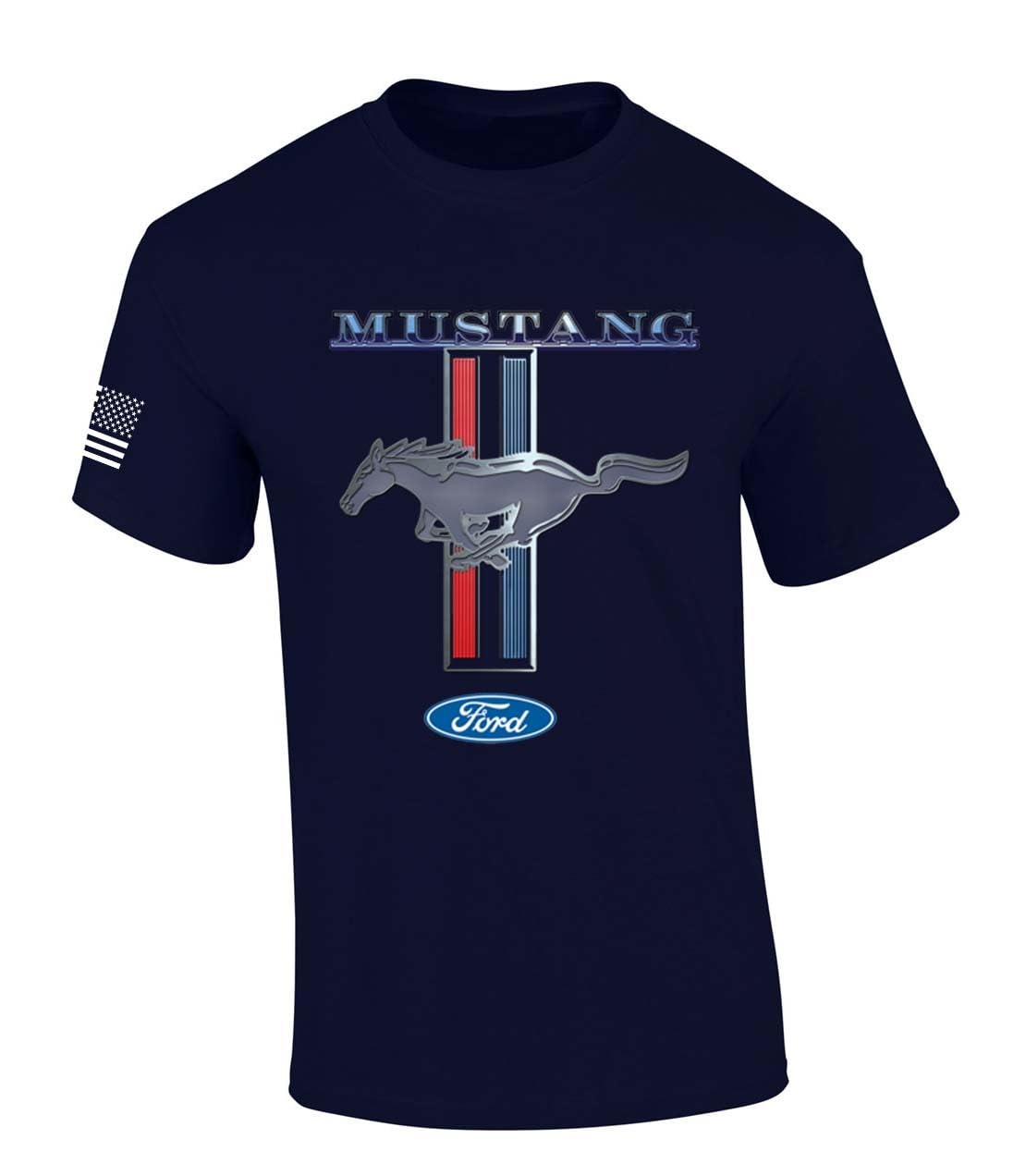 Ford Mustang T-Shirt Pony & Stripes Logo Classic