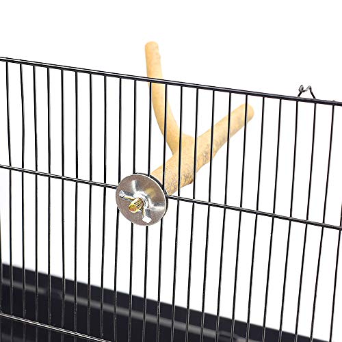 GNB PET 2 Pack Bird Perch Parrot Natural Wood Fork Stand Perch (7.87 Inches), Birdcage Stands Platform Pet Bird Toys with Stainless Steel Washers - Thumbnail 3