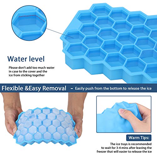 ISKM 74-Fach Eiswürfelform 2er Pack Eiswürfelformen Silikon Eiswuerfel Mit Deckel Ice Tray Ice Cube Kühl Aufbewahren… – Bild 5