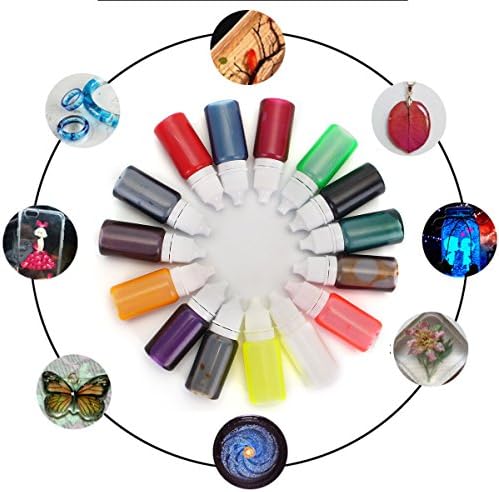 15 Colors Epoxy UV Resin Coloring Dye Colorant Pigment Mix Color for DIY Hobbiers Handmade Craft Art Tool 10 ML X 15 bottles