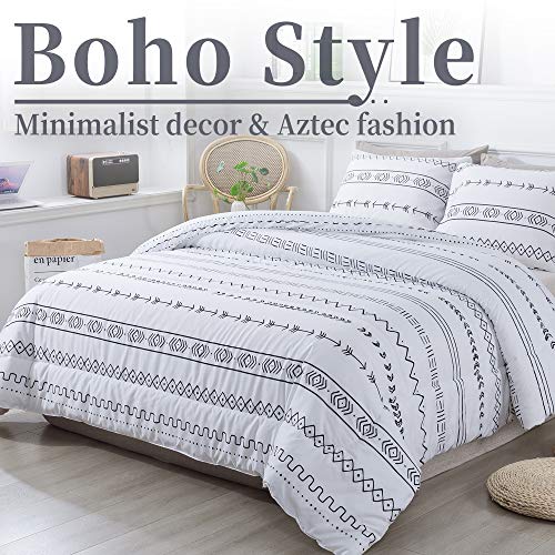 Litanika White Boho Comforter Full(79x90lnch), 3 Pieces(1 Bohemian
