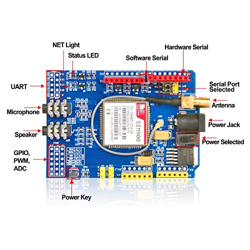 Gowoops Quad-Band GSM GPRS SIM900 Shield Development Board for Arduino Uno