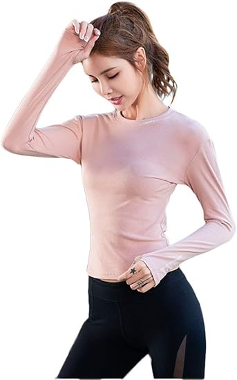 Amazon Ez Joyce レディース 長袖 ワークアウト シャツ ヨガ スポーツ トップス アクティブ ウェア ソリッド ランニング T シャツ 親指 ホール付 レディース 通販