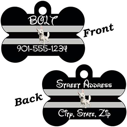 Disney Bolt Double Sided Pet Id Tag for Dogs & Cats Personalized with 4 Lines of Text