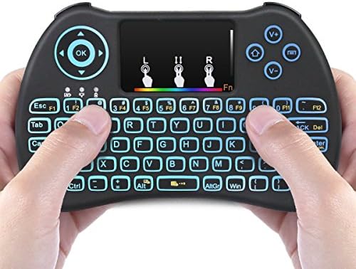 Backlit Mini Keyboard with Touchpad 2.4G Wireless Mouse combo Rechargeable Battery for Android TV box Smart TV Windows Linux Pc Pad Xbox 360 PS3 Raspberry Pi 3 (Colorful Backlit)