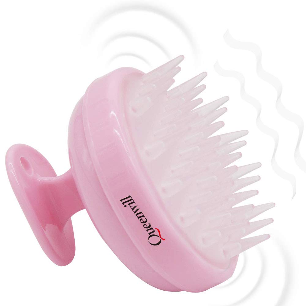 H01 Electric Handheld Hair Massager, 2 Mode Soft Vibration Comb Scalp Massager for Deep Hair Clean and Head Muscle Relax, Battery Powered - Pink : Beauty