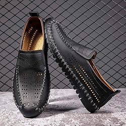 Men's Breathable Perforated Loafers Hand-Stitched