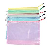 uxcell Netting Decor A4 Paper Document File Holder Zipper Bags 5pcs Assorted Color