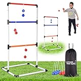 Ladder Toss Ball Game Set – Fun Game for Yard, Lawn, Backyard, Party, Indoor, Outdoor – 6 Toss Bolos with Thick Rope – Built-in Score Tracker – With Backpack Bag – Easy Seag – Easy Setup – 2-4 Player
