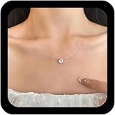 Ximdble Vintage Crystal Pendant Necklace Silver Rhinestone Cz Dot Necklace Clear Transparent Chain Necklace Cubic Zirconia Choker Necklace Jewelry for Women