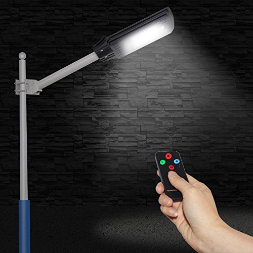 LUCKSTAR The Mounting Equipment For 30W LED Street Light - Solar Power Road Lamp Outdoor Lighting with Remote Control for Streets Garden Yard and Parking (White)