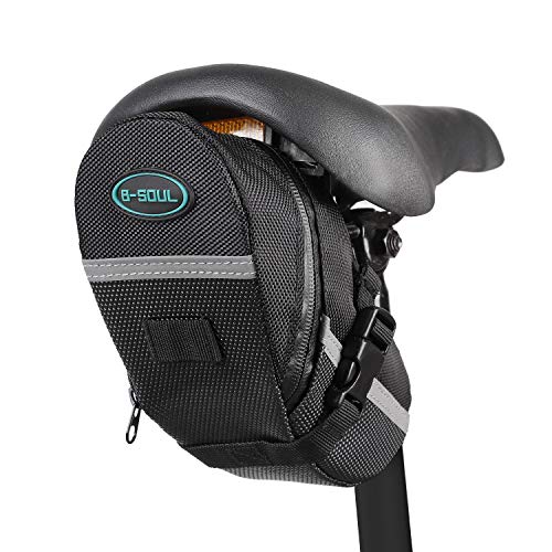 Dominick Bike Saddle Bag Water Resistant Bicycle Under Seat Pouch Wedge Packs with Reflective Stripes Black (Best Cycling Seat Bag)