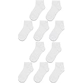 YIFENGH Boys and Girls Low Cut Sock White Color Ankle Socks School Socks for Kids 10 pack
