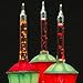Novelty Lights Replacement Bubble Lights 3 Pack, Traditional Red/Yellow Liquid with Multicolor Bases, Vintage Glass Holiday Bulbs with Flowing Liquid, 5 Watts Each, C7/E12 Base