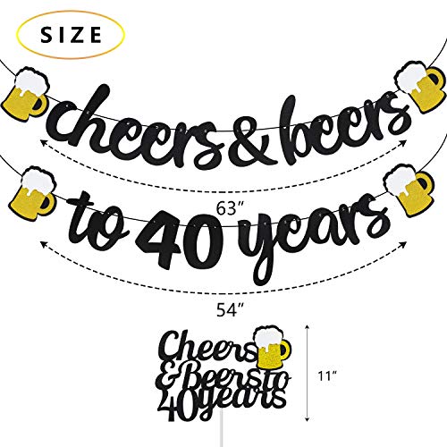 40-Years-Anniversary-Decorations-Cheers-Beers-to-40-Years-Banner-with-40th-Years-Old-Cake-Topper-Black-Glittery-Circle-Dots-Garland-for-40th-Birthday-Wedding-Party-Supplies-Decorations-PRESTRUNG