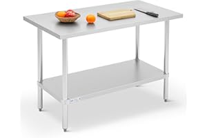 Hally Stainless Steel Work Table Prep Table Utility Table Commercial Kitchen Table Heavy Duty Workstation, 24 * 48 Inch Food 