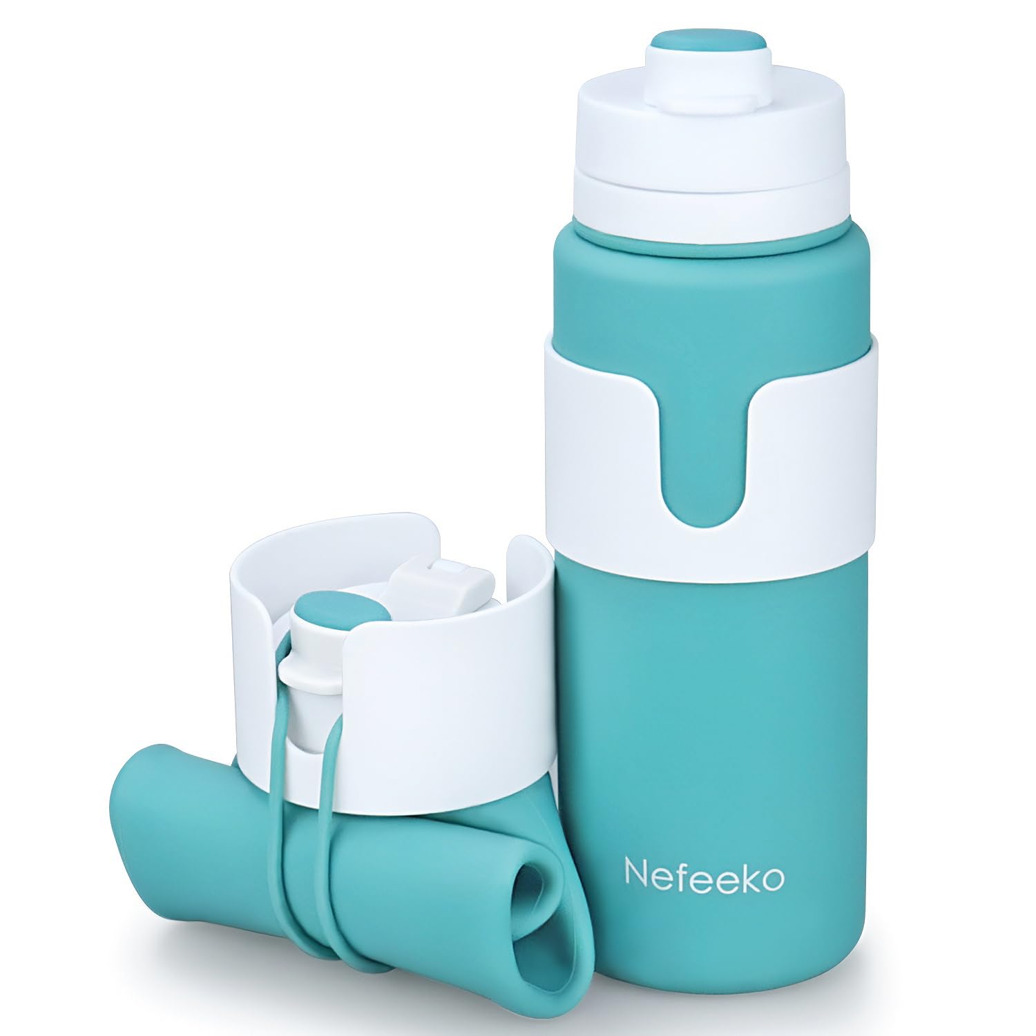 Photo 1 of Nefeeko Collapsible Water Bottle, BPA Free 26oz Foldable Water Bottle for Travel Sports, Leak-Proof Spill-Proof Portable Water Bottles with Carabiner, Lightweight (Green)