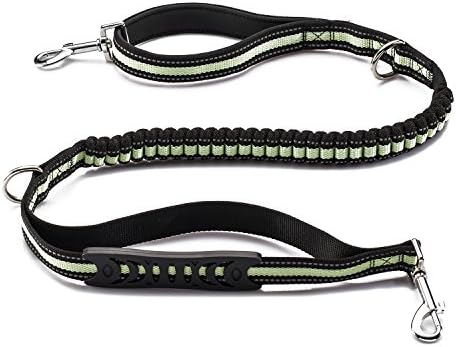 HollyChoice Hands Free Dog Leash, Premium Running Dog Leash, Lightweight Reflective Bungee Dog Leash with Belt and Collar
