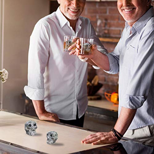 Vodolo (2 Pack) Whiskey Stones - 100% Natural Pure Granite Skull Bone Chilling Rocks for Whiskey Scotch Vodka Beverage Wine Stones, Reusable Hand Carved Chill Stones with Gift Box - Thumbnail 7