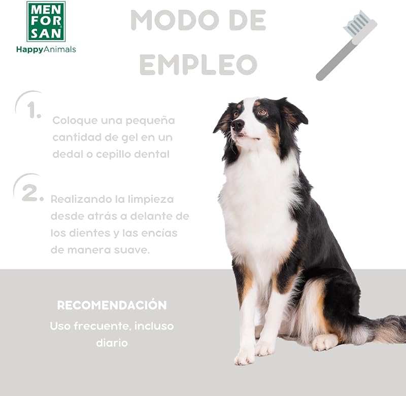 Gel dentário para cães | Gel Natural de Pasta de Dentes | Fresh Breath | Controla a Placa Dentária | Sabor a Hortelã | Inclui presente de dedal | 60 ml