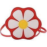 LUOZZY Little Crossbody Bag Purse Flower Shaped Mini Single-Shoulder Bag Handbag Pouch Cute Daisy Bag, Red