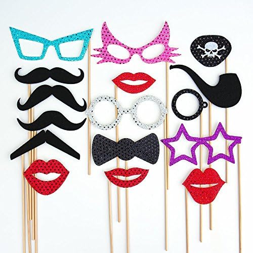 Party Photo Booth Props Real Sequined and Stiff Felt Quality Construction, Not Printed Paper, Made in USA