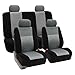 FH Group Universal Car Seat Covers Full Set for SUV Truck Sedan Vans | 3D Textured Breathable Fabric Seat Cover Set with Airbag Compatible Split Bench Protector Interior Upgrade - Gray