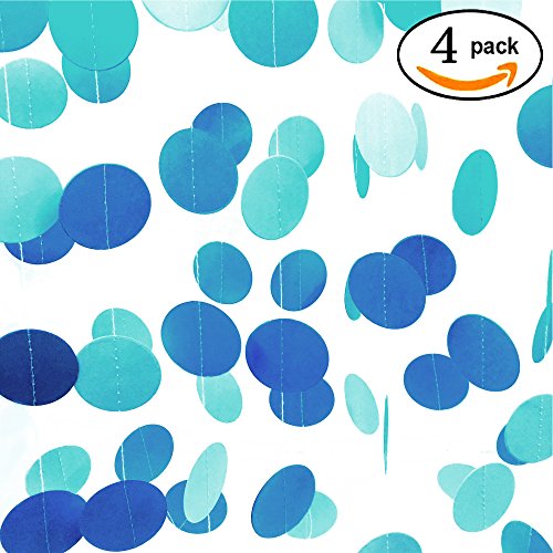 AWESON PARTY Sky Blue Paper Garland Hanging Decorations Circle Dots Streamers Happy Birthday Baby Shower Merry Christmas New Years Party Table Centerpieces Decorations - Thumbnail 6